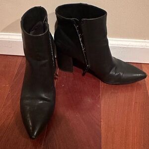 Circus by Sam Edelman Women Shoes Black 9 1/2 Leather Harley Heel Bootie Boot